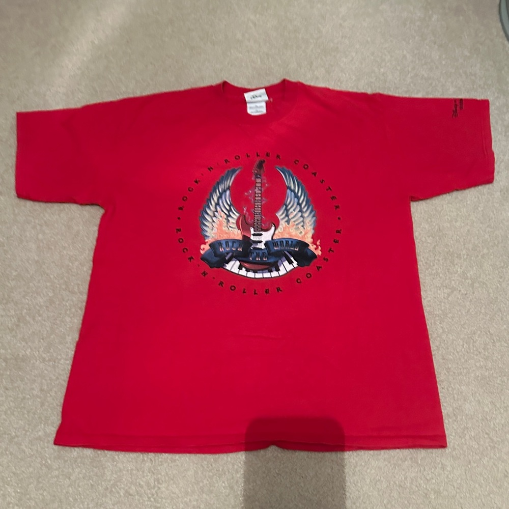 Vintage Rock N' Roller Coaster Slat Disney World Aerosmith Size XL T-Shirt